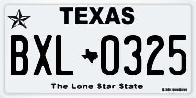 TX license plate BXL0325