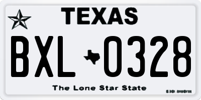 TX license plate BXL0328