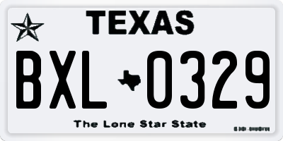 TX license plate BXL0329