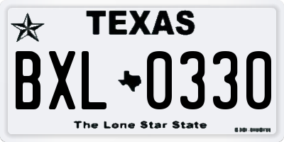 TX license plate BXL0330