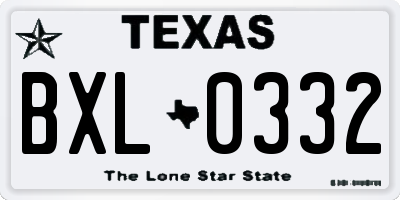 TX license plate BXL0332
