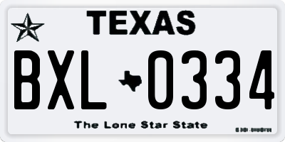TX license plate BXL0334