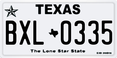 TX license plate BXL0335