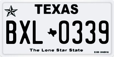 TX license plate BXL0339