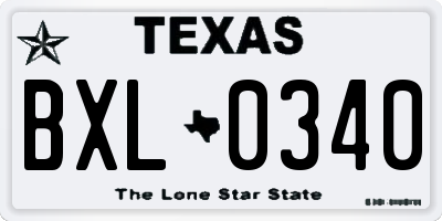 TX license plate BXL0340