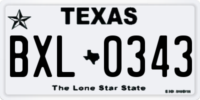 TX license plate BXL0343