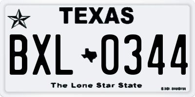 TX license plate BXL0344
