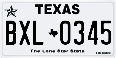 TX license plate BXL0345