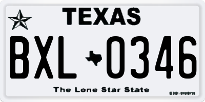 TX license plate BXL0346