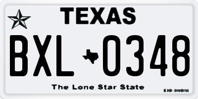 TX license plate BXL0348