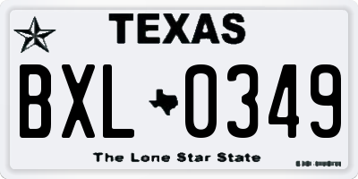 TX license plate BXL0349