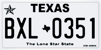 TX license plate BXL0351