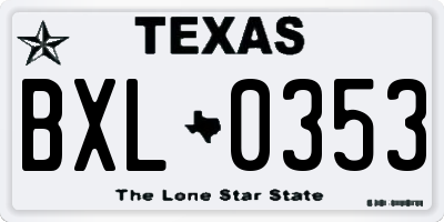 TX license plate BXL0353