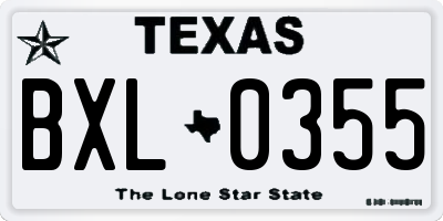 TX license plate BXL0355