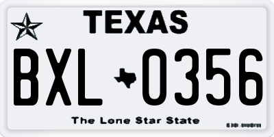 TX license plate BXL0356