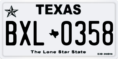 TX license plate BXL0358