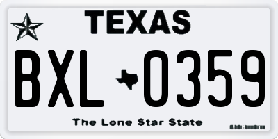 TX license plate BXL0359