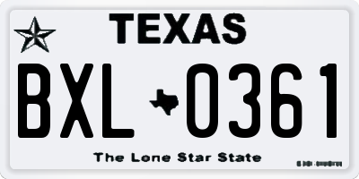 TX license plate BXL0361