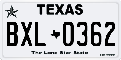 TX license plate BXL0362