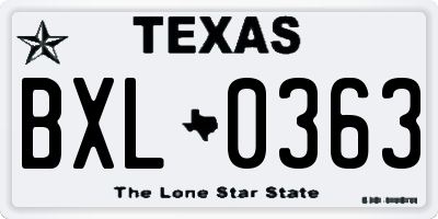 TX license plate BXL0363