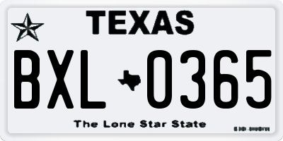 TX license plate BXL0365