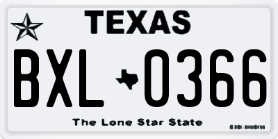 TX license plate BXL0366