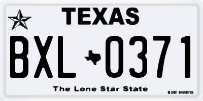 TX license plate BXL0371