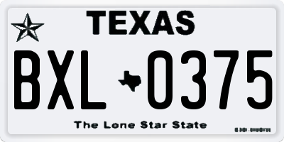 TX license plate BXL0375