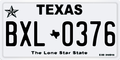 TX license plate BXL0376