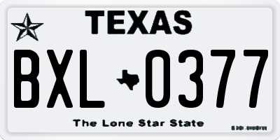 TX license plate BXL0377