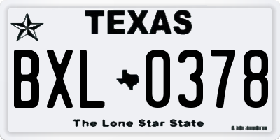 TX license plate BXL0378