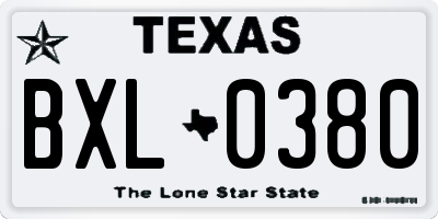 TX license plate BXL0380