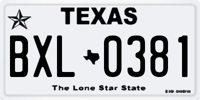TX license plate BXL0381