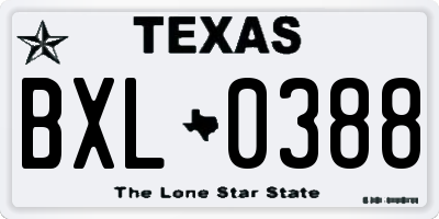 TX license plate BXL0388