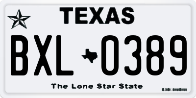 TX license plate BXL0389