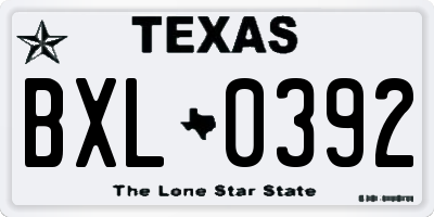TX license plate BXL0392