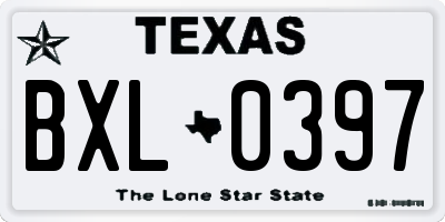 TX license plate BXL0397