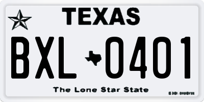 TX license plate BXL0401
