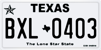 TX license plate BXL0403