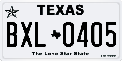 TX license plate BXL0405