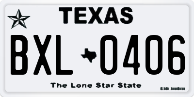 TX license plate BXL0406