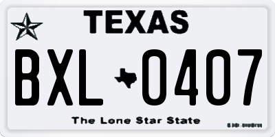 TX license plate BXL0407