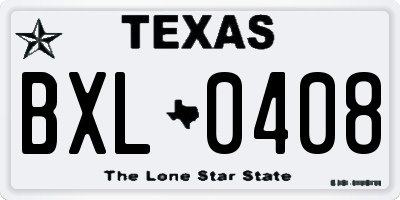 TX license plate BXL0408