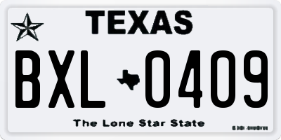 TX license plate BXL0409