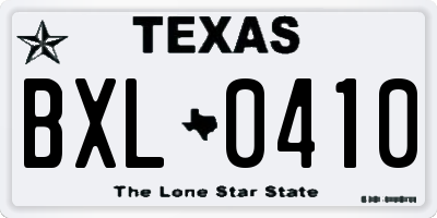 TX license plate BXL0410