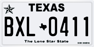 TX license plate BXL0411