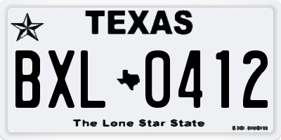 TX license plate BXL0412