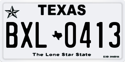 TX license plate BXL0413