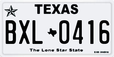TX license plate BXL0416