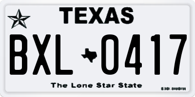 TX license plate BXL0417